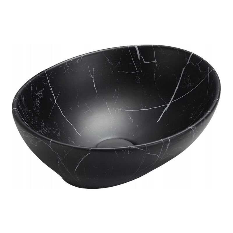 Vasque à poser rectangulaire, céramique 40,5x33x14 cm marbre noir