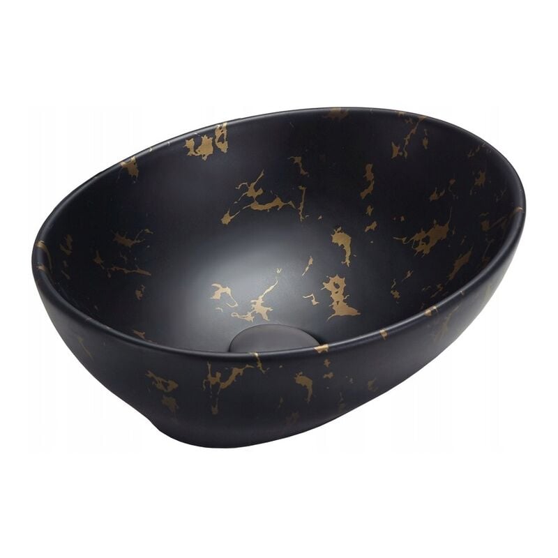 Desconocido - Vasque à poser rectangulaire, céramique 40,5x33x14 cm Marbre noir