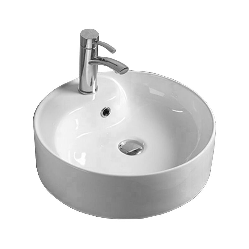 Vasque à poser rond, céramique 46,5x46,5x14,5 cm Blanc