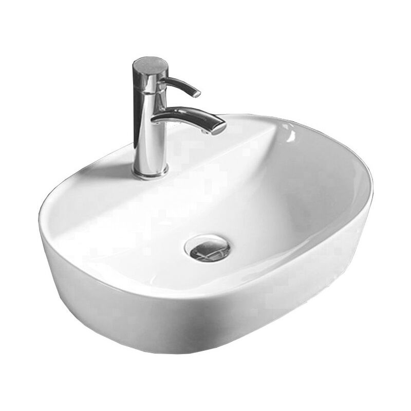 Desconocido - Vasque à poser ovale, céramique 50x38x12 cm Blanc