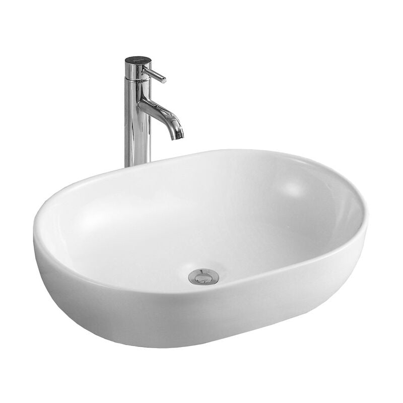 Desconocido - Vasque à poser ovale, céramique, 59x40x14 cm, blanc