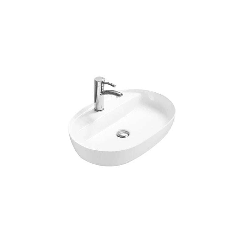 Vasque à poser ovale, céramique 60,5x41x14 cm Blanc