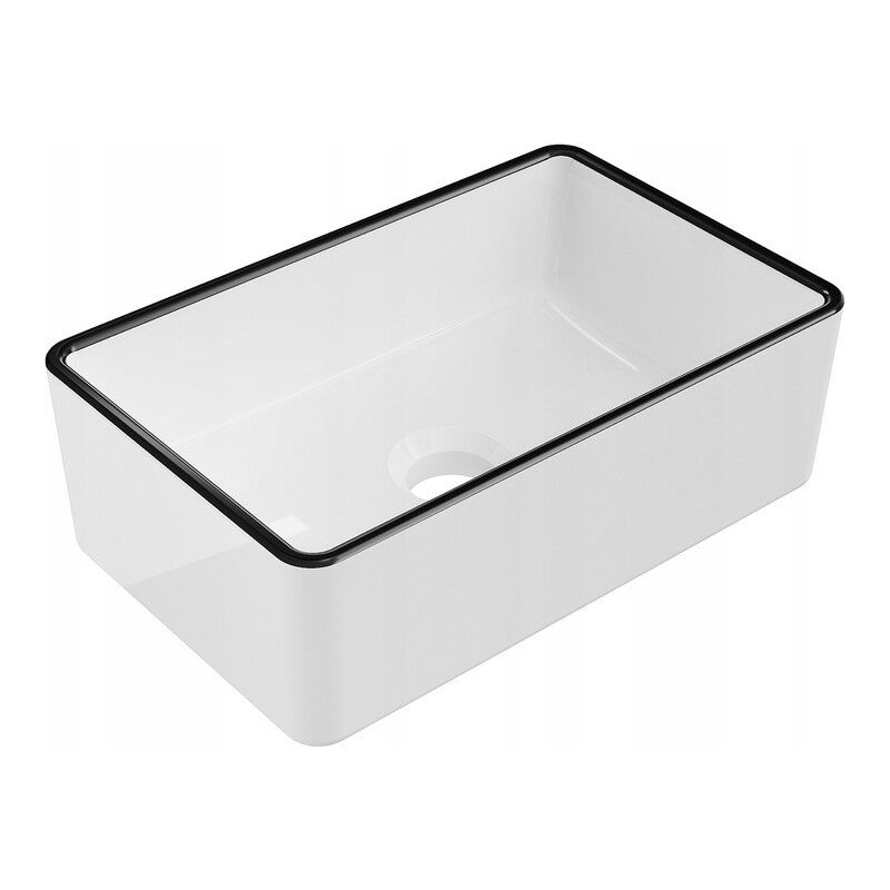 Desconocido - Vasque à poser rectangulaire, céramique 36,5x23,5x12 cm Blanc/noir