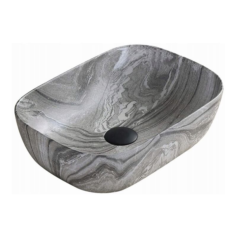 Desconocido - Vasque à poser rectangulaire, céramique 45,5x32,5x13,5 cm, marbre gris