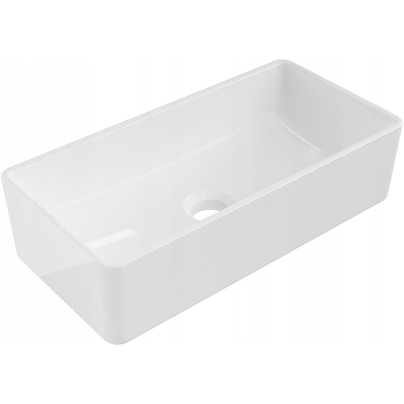 Desconocido - Vasque à poser rectangulaire, céramique 46,5x23,5x12 cm Blanc