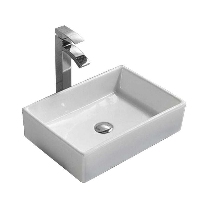 Vasque à poser rectangulaire, céramique 47x33x12 cm, Blanc