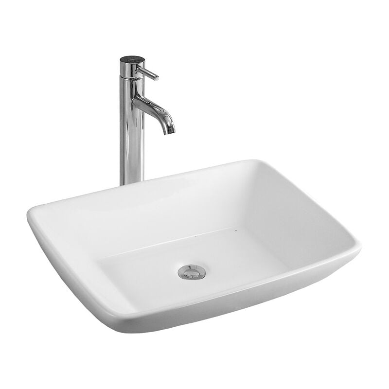 Vasque à poser rectangulaire, céramique 59x44x12 cm Blanc