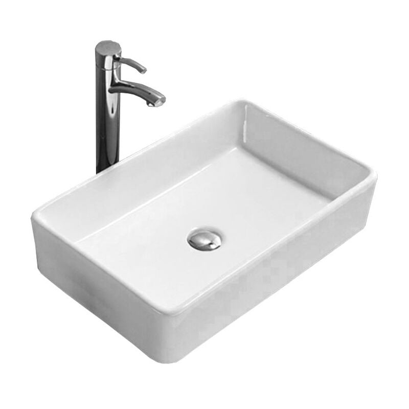 Desconocido - Vasque à poser rectangulaire, céramique 61x41x11,5 cm Blanc