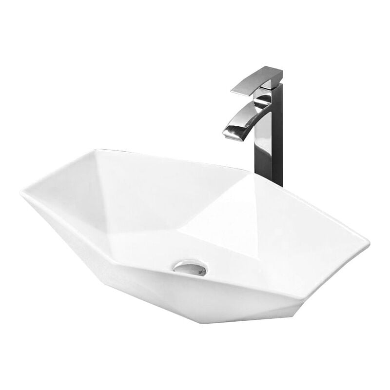 Vasque à poser ovale, céramique 63,5x41x13,5 cm Blanc