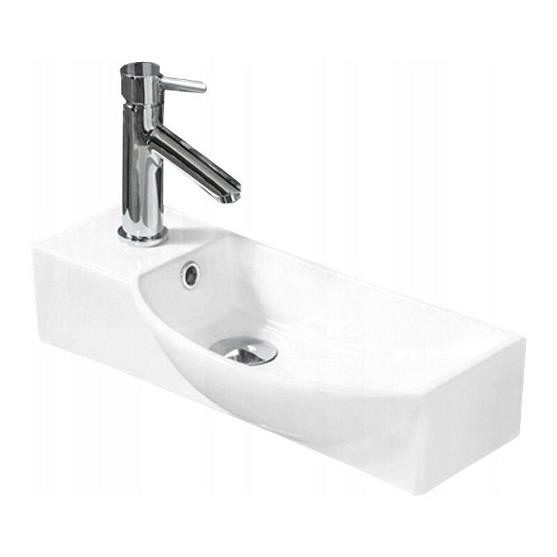 Vasque suspendu céramique 50,5x23,5x12,5 cm, Blanc