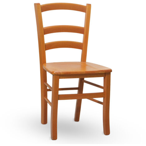 Silla Venezia en madera de haya color cerezo con asiento en madera maciza