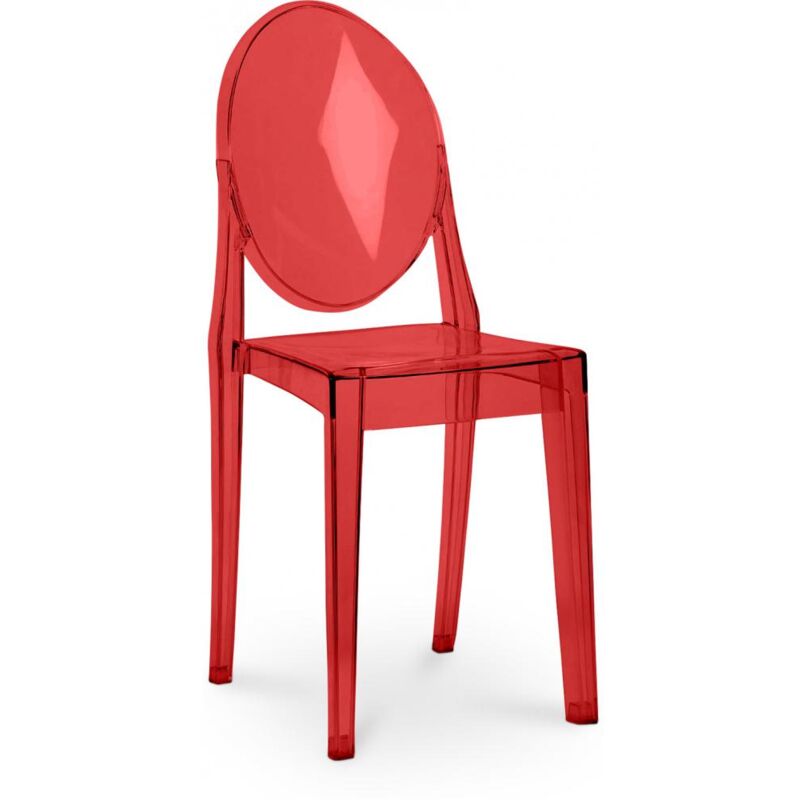 

Privatefloor - Silla De Comedor Victoria Queen Diseño Transparente Rojo transparente PC, Plástico