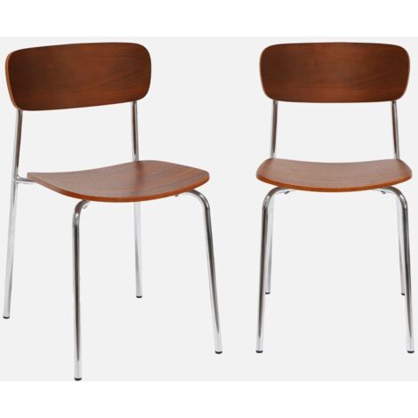 Silla vintage de metal y contrachapado, set de 2