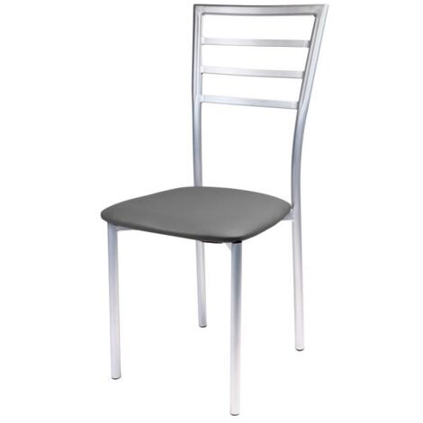Silla violeta en PVC gris.