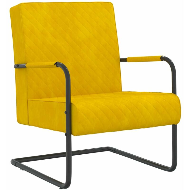 

Silla voladiza de terciopelo amarillo mostaza