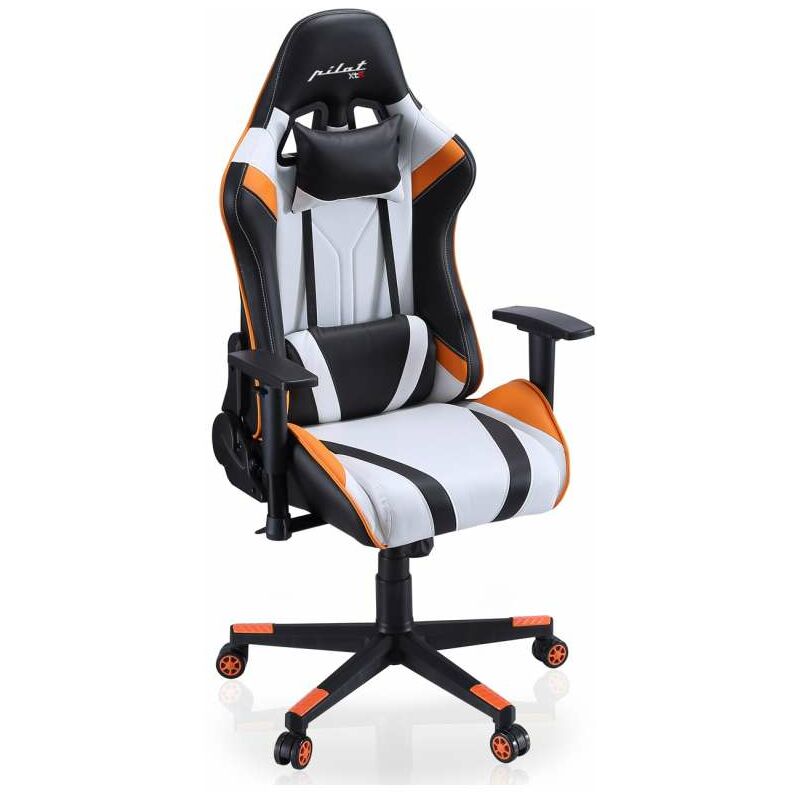 

Adec - Silla XTR Pilot Gaming de oficina o estudio varios colores a elegir 124-134 cm(alto)70 cm(ancho)70 cm(largo) Color NEGRO-BLANCO-NARANJA