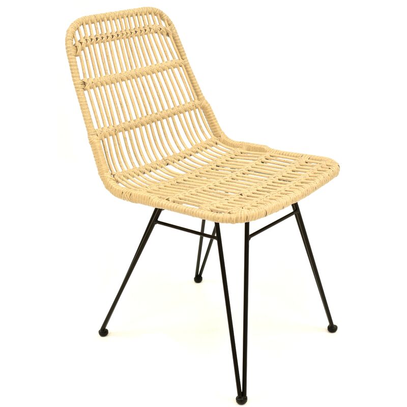 

Silla YAKARTA, metal, ratán beige