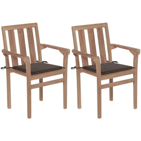 Sillas almohadillas de jardín acasty gris 2 pcs teca masiva