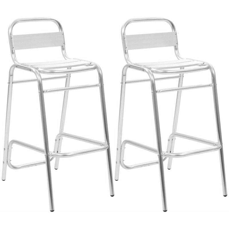 

Sillas altas de bar apilables 2 unidades aluminio - Plateado