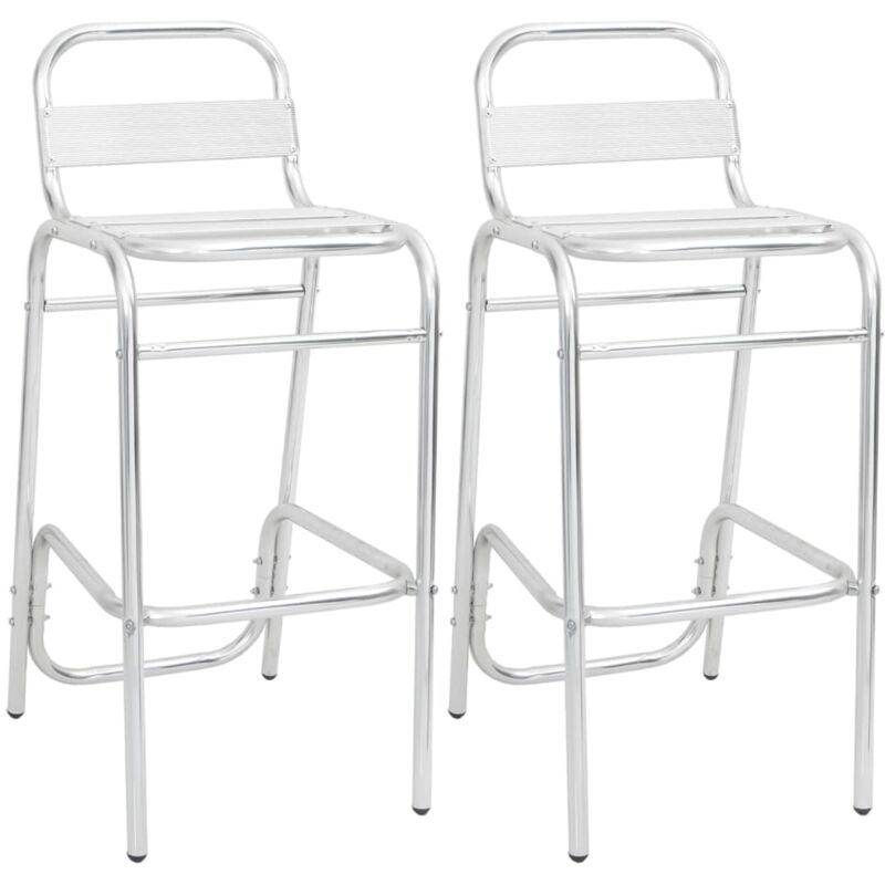 

vidaXL Sillas altas de bar apilables 2 unidades aluminio - Plateado