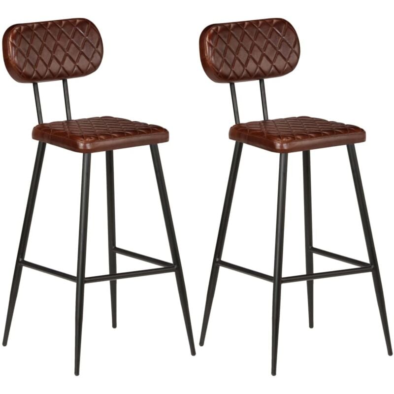 

vidaXL Taburetes de cocina 2 unidades cuero auténtico marrón - Marrón