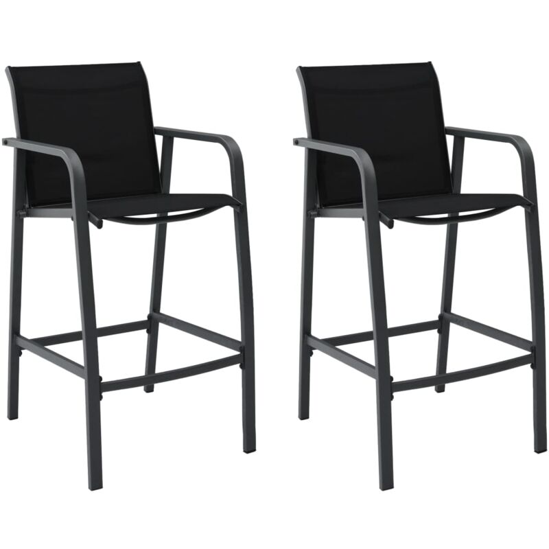 

vidaXL Sillas altas de jardín 2 unidades textilene negro - Negro