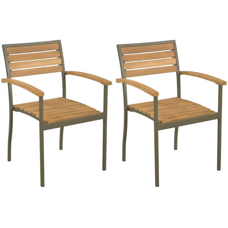 

Sillas apilables de jardin 2 uds madera maciza acacia y acero
