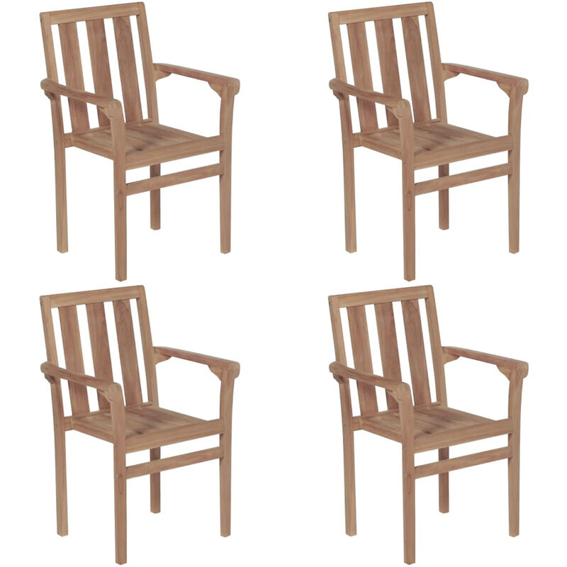 

Happyshopping - Sillas apilables de jardin 4 unidades madera maciza de teca