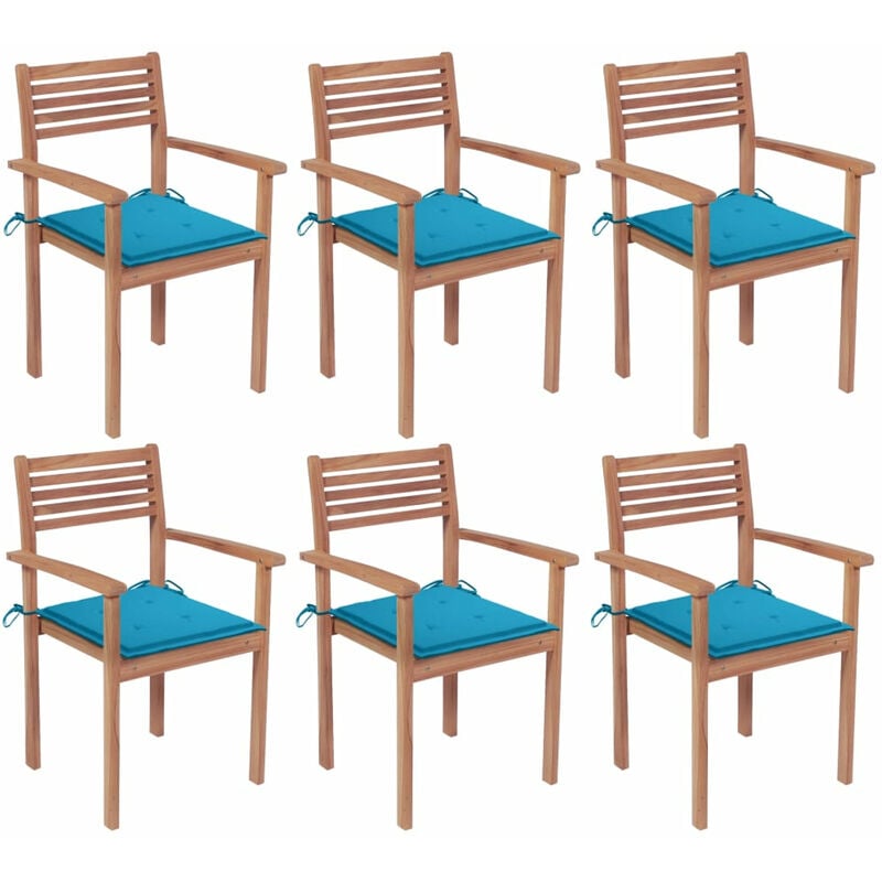

Happyshopping - Sillas apilables de jardin 6 uds madera de teca con cojines