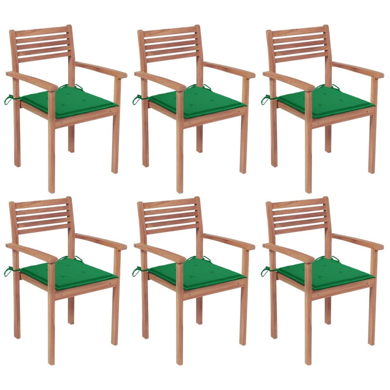 

Sillas apilables de jardin 6 uds madera de teca con cojines