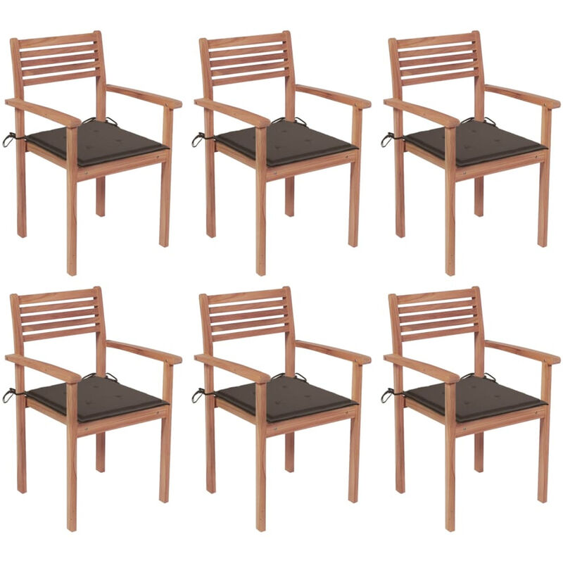 

Sillas apilables de jardin 6 uds madera de teca con cojines