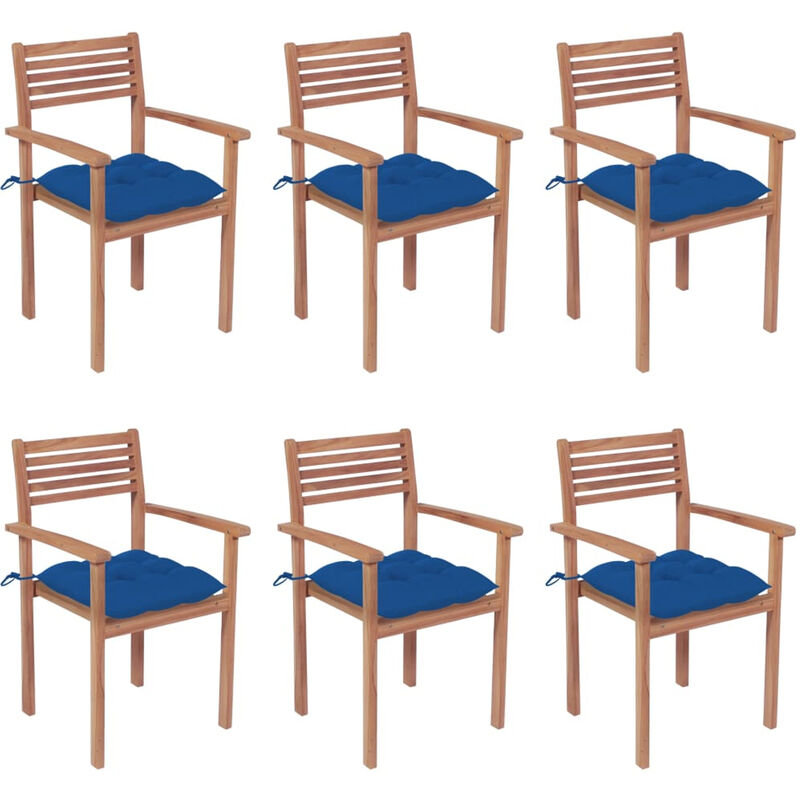 

Sillas apilables de jardin 6 uds madera de teca con cojines