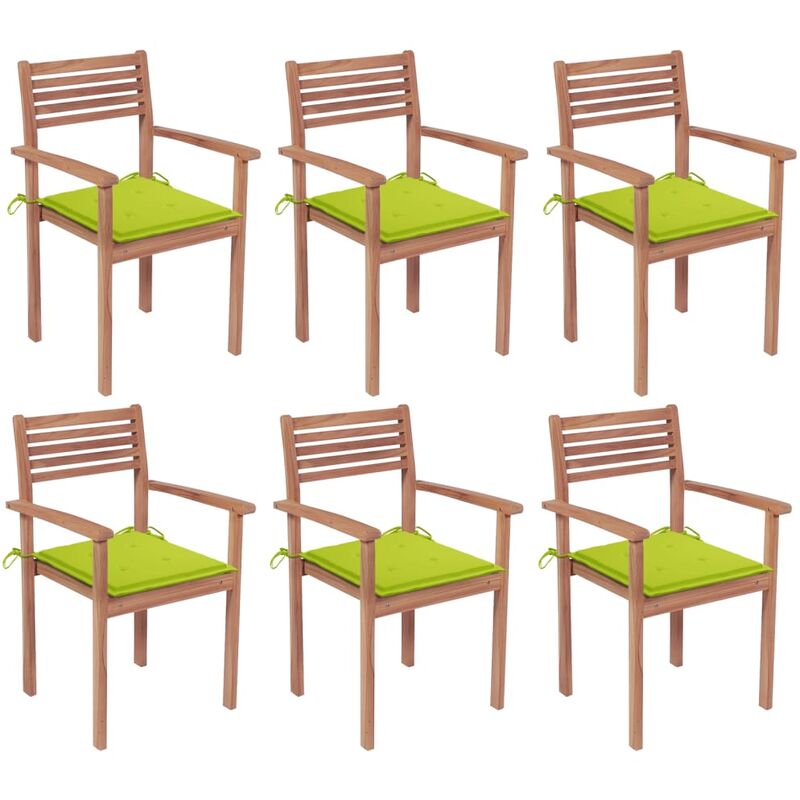 

Sillas apilables de jardín 6 uds madera de teca con cojines
