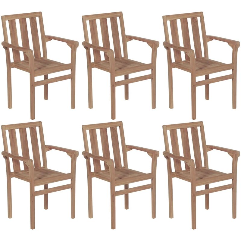 

Sillas apilables de jardín 6 uds madera maciza de teca