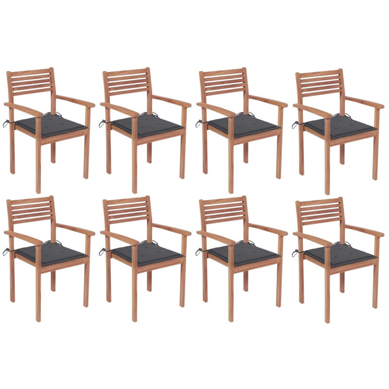 

Sillas apilables de jardin 8 uds madera de teca con cojines