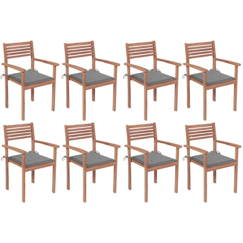 

Sillas apilables de jardin 8 uds madera de teca con cojines