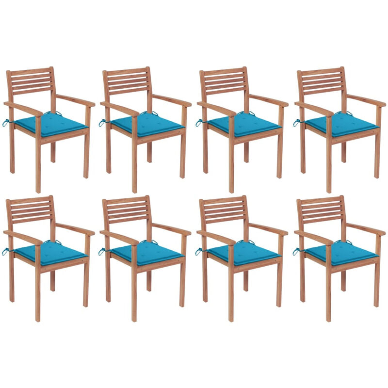 

Sillas apilables de jardin 8 uds madera de teca con cojines