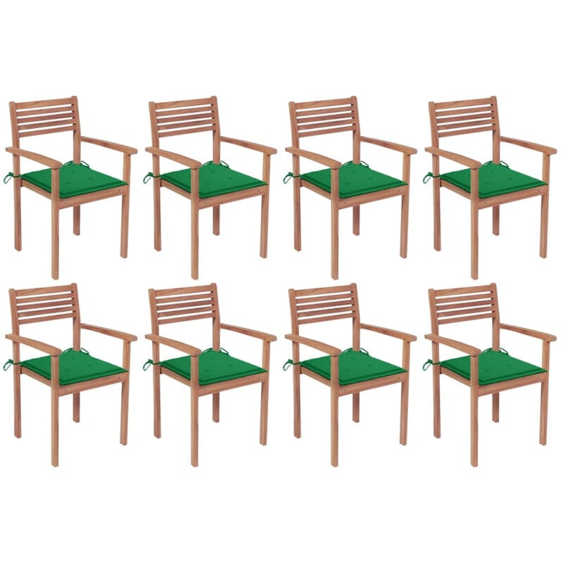 

Sillas apilables de jardin 8 uds madera de teca con cojines