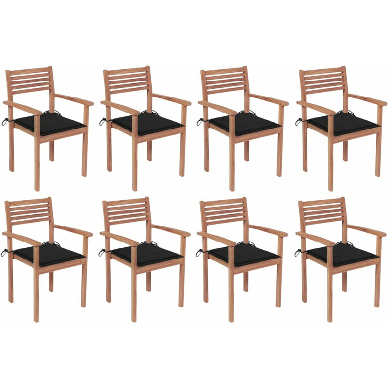 

Sillas apilables de jardin 8 uds madera de teca con cojines