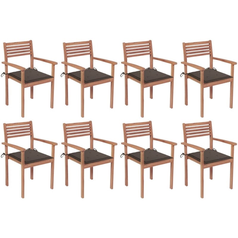 

Sillas apilables de jardin 8 uds madera de teca con cojines