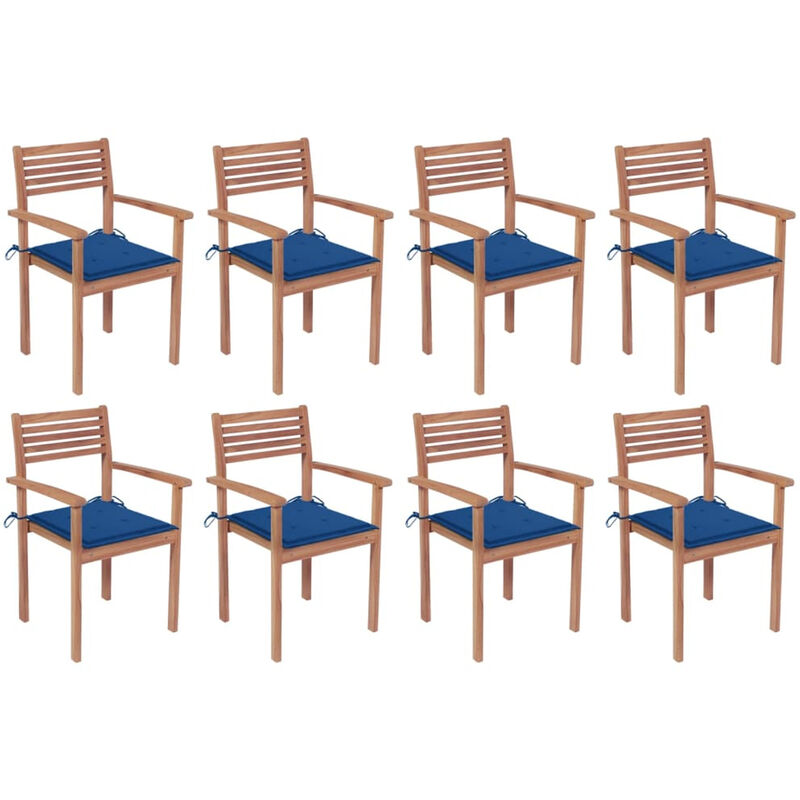 

Sillas apilables de jardin 8 uds madera de teca con cojines
