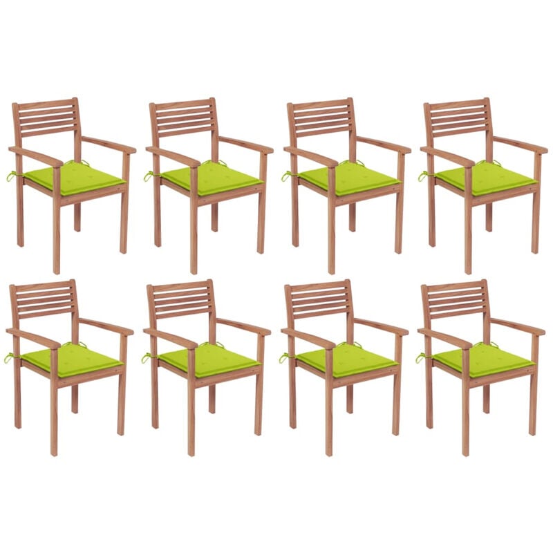

Sillas apilables de jardin 8 uds madera de teca con cojines