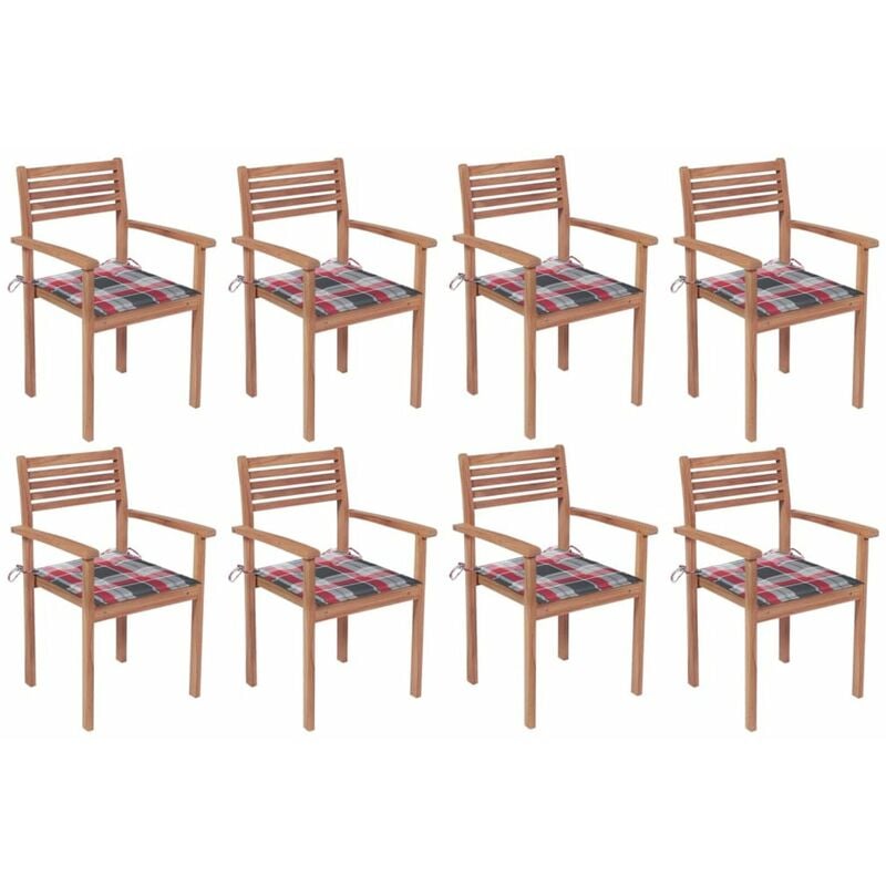 

Sillas apilables de jardin 8 uds madera de teca con cojines