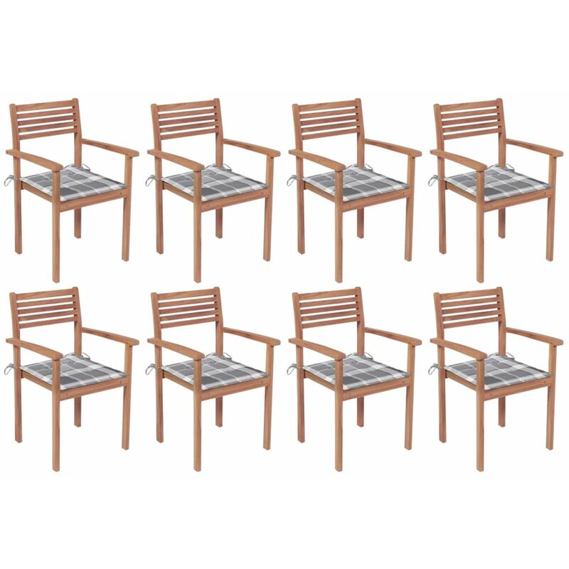 

Sillas apilables de jardin 8 uds madera de teca con cojines