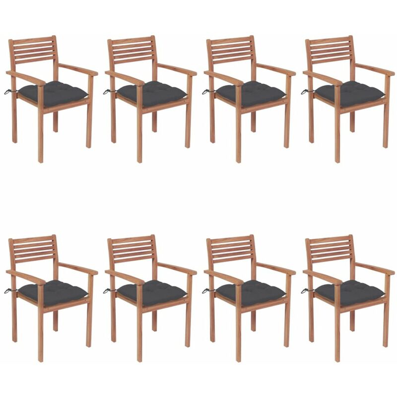 

Happyshopping - Sillas apilables de jardin 8 uds madera de teca con cojines