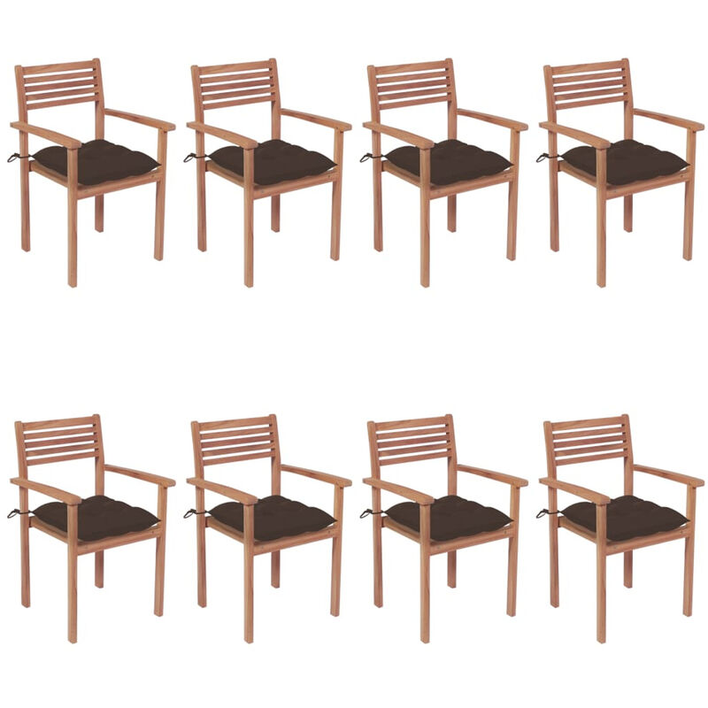 

Sillas apilables de jardin 8 uds madera de teca con cojines