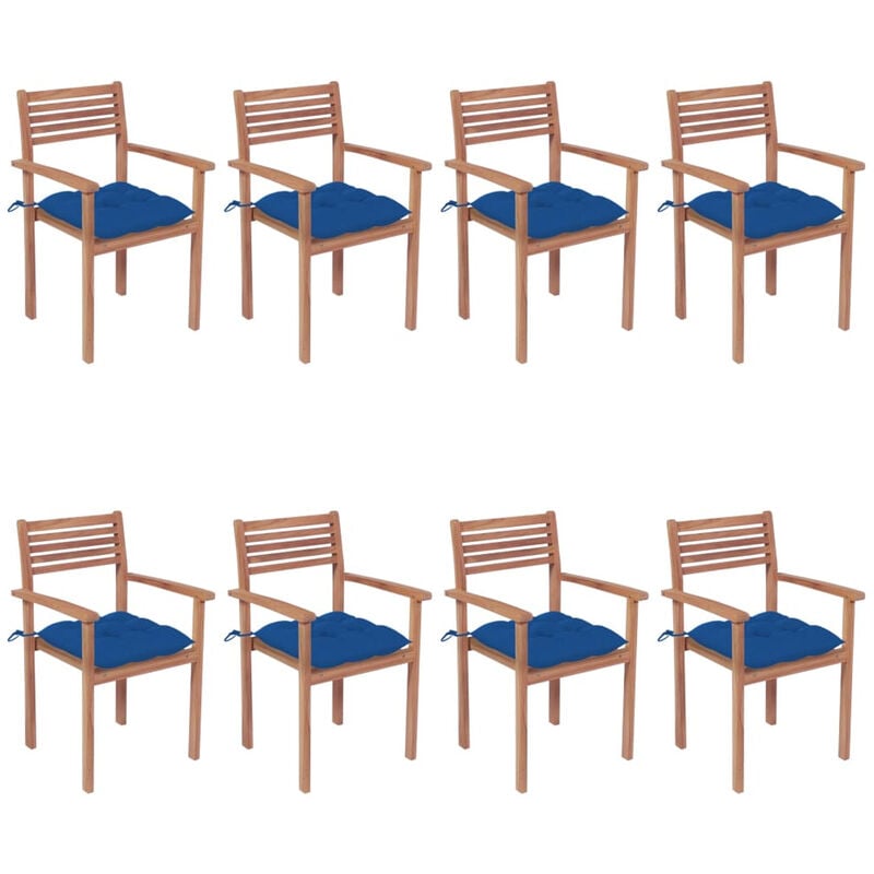 

Sillas apilables de jardin 8 uds madera de teca con cojines