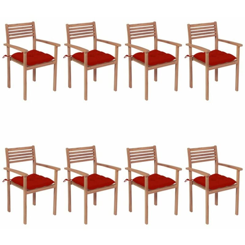 

Sillas apilables de jardin 8 uds madera de teca con cojines