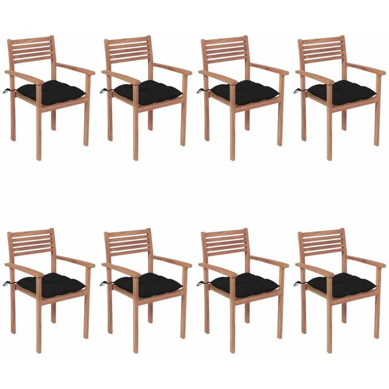 

Sillas apilables de jardín 8 uds madera de teca con cojines