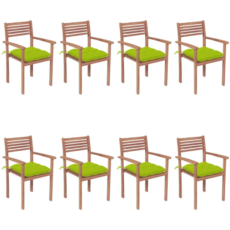 

Sillas apilables de jardín 8 uds madera de teca con cojines